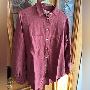 Madewell boyfriend maroon flannel shirt in size XS